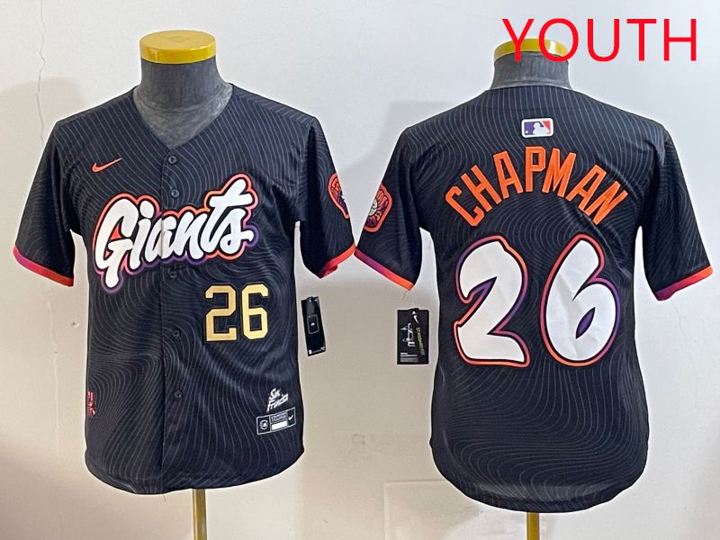 Youth San Francisco Giants #26 Chapman Black Joint Name 2025 Nike MLB Jersey style 4